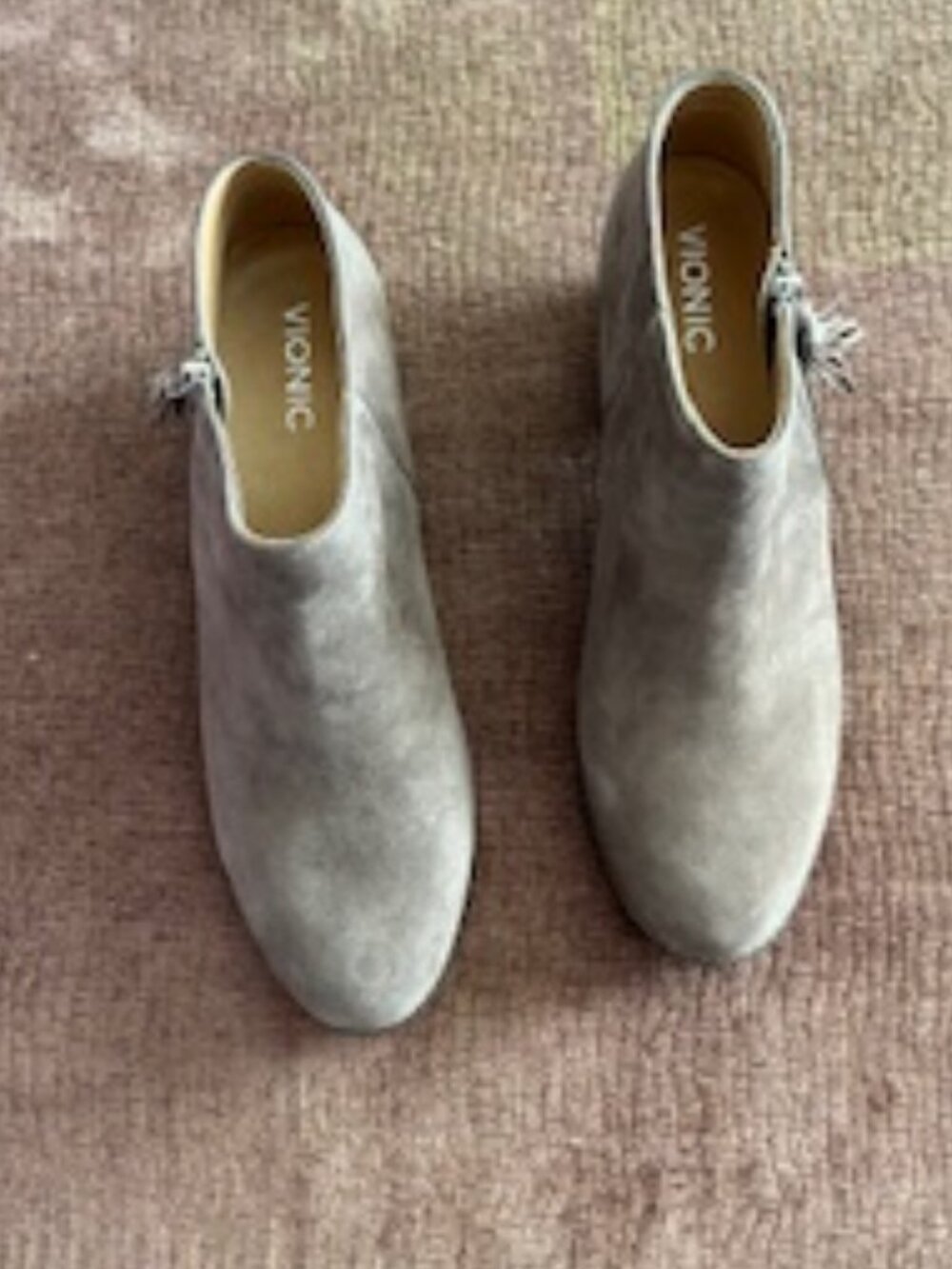 Vionic Grey/Beige Suede Leather Ankle Boots